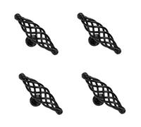 PILYON Cabinet Knobs 4 Pack Black Bird Cage Handle Cabinet Door Handle Cabinet Wardrobe Door Black Round Handle, Oval Black 100 * 31mm