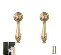 PILYON Cabinet Knobs Handles 2Pcs Pure Brass Handle Drop-Shaped Tag Drawer Cabinet Door Pendant Single Hole Small Handle, Large Copper Bright