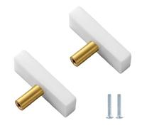 PILYON Cabinet Pulls Round 6 Pack Marble Brass Handle Square Black Crystal Cabinet Wardrobe Door Drawer Cabinet Door Knob White Single Hole