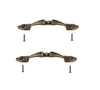 PILYON Cupboard Handles2Pack Pure Copper Handle Golden Drawer Wardrobe Door Cabinet Single Hole Solid Chinese Brass Handle Hole Distance 85mm Bronze Color