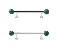 PILYON Cupboard Handles2Pcs Retro Crystal Jade Cabinet Wardrobe Handle Cabinet Door Long Handle Green Hole Pitch128mm