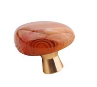 PILYON Door Handles 6 Pack Natural Stone Crystal Brass Pulls and Knobs Drawer Cabinet Wardrobe Door Knob Onyx