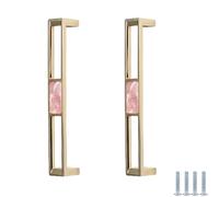 PILYON Drawer Handles and Knobs 2Pcs Golden Pearl Shell Wardrobe Door Knob Drawer Single Hole Square Round Small Handle, 128 Hole Pitch-Pink