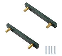 PILYON Drawer Handles and Knobs 6 Pack Marble Brass Handle Square Black Crystal Cabinet Wardrobe Door Drawer Cabinet Door Knob Green 130mm