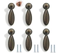 PILYON Drawer Knobs 6 Pack Single Hole Green Bronze Cabinet Door Wardrobe Retro Handle Zinc Alloy Knob Door Knob Flat Round Green Bronze