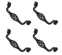 PILYON Dressing Table Drawer Handle 4 Pack Black Bird Cage Handle Cabinet Door Knob Cabinet Wardrobe Door Black Round Handle, Black Pull Ring-96mm