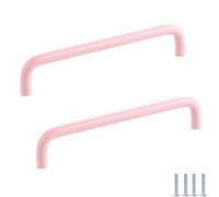 PILYON Handle Drawer 2Pcs Pink Knobs and Handles Wardrobe Door Drawer Cabinet Double Curved Handle Children's Room Hole Pitch256mm