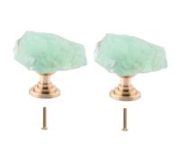 PILYON Handle Drawer Knobs 6 Pack Natural Mineral Crystal Brass Pulls and Knobs Drawer Cabinet Wardrobe Door Knob Fluorite