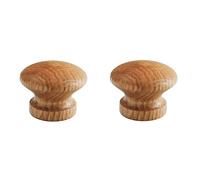 PILYON Handles 2 Pack Solid Wood Door Knobs and Handles Wardrobe Cabinet Chest of Drawers Door Handle Wooden Handle Oak Varnish Ø 39mm