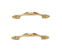 PILYON Handles 2Pack Pure Copper Handle Golden Drawer Wardrobe Door Cabinet Single Hole Solid Chinese Brass Handle Hole Distance 85mm Brass Color