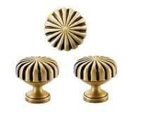 PILYON Handles for Cupboards Draws 2Pack Daisy Brass Solid Pull Hand Gold Pumpkin Knob and Handle Wardrobe Cabinet Door Knob Mocha Copper Diameter25mm