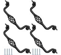 PILYON Kitchen Handles for Cupboard and Drawer 4 Pack Black Bird Cage Handle Cabinet Door Knob Cabinet Wardrobe Door Black Round Handle, Black Pull Ring-128mm
