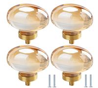PILYON Kitchen Handles for Cupboard and Drawer 4 Pack Crystal Dove Egg Champagne Wardrobe Door Knobs and Handles Kitchen Cabinet Transparent Small Handle Dove Egg-Champagne