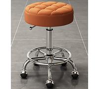 PILYON Rolling Salon Stool Adjustable Height Swivel Stool, Beauty Nail Barber Shop Swivel Lifting Round Stool with Wheels and Foot Rest for Salon Esthetician and Home Office,Brown