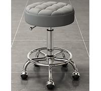 PILYON Rolling Salon Stool Adjustable Height Swivel Stool, Beauty Nail Barber Shop Swivel Lifting Round Stool with Wheels and Foot Rest for Salon Esthetician and Home Office,Dark Grey