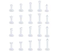 PILZAR 20 PCS Clear Piercing Retainers, nose retainer,Hypoallergenic Plastic Flat Top Retainers for Lip, Nose, Ear, Cartilage, Tragus & Labret, Invisible for School, Work, Surgery & MRI(6/8/10/12 mm