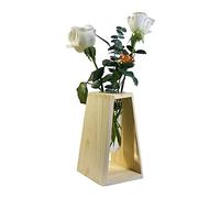 Pimaja Test Tube propagation station Unique Test Tube Vase with Geometric Wooden Stand for Home&Office Decoration (Burlywood)