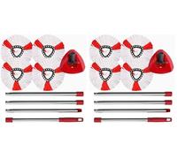PIMEKOY Spin Mop Head Replacement, Base, Handle Compatible with Vileda Turbo Microfibre Mop, 4 Microfiber Heads, 1 Triangle Cover and 76-148cm Handle Combo Set (Pack of 2)