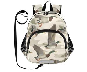 PIMILAGU Wild Duck in Camouflage Background Toddler Backpack for Girls Boys 3-6, Kids Backpack with Leash, Wild Duck in Camouflage Background, 10 x 4.9 x 11.6 in, Travel Backpacks