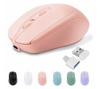 PiMivco Rechargeable Wireless Mouse, Bluetooth for Laptop/iPad/MacBook Pro/Air, Silent for PC/Surface Pro/Lenovo/Samsung Tablet, Slim Portable Computer Mouse (Pink)