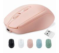 PiMivco Rechargeable Wireless Mouse, Bluetooth Mouse for Laptop/iPad/MacBook Pro/Air,Silent Mouse for PC/Surface Pro/Lenovo/Samsung Table, Portable Slim Computer Mouse (Pink)
