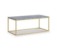 Pimlico Grey Marble 101Cm Rectangular Coffee Table - Gold Metal Frame - By Roseland Furniture