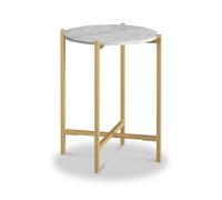 Pimlico White 42.5Cm Round Marble Side Table - Gold Metal Frame - By Roseland Furniture