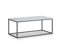 Pimlico White Marble 101Cm Rectangular Coffee Table - Dark Grey Metal Frame - By Roseland Furniture