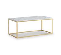 Pimlico White Marble 101Cm Rectangular Coffee Table - Gold Metal Frame - By Roseland Furniture