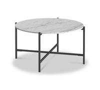 Pimlico White Marble 78Cm Round Coffee Table - Dark Grey Metal Frame - By Roseland Furniture