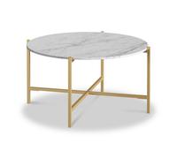 Pimlico White Marble 78Cm Round Coffee Table - Gold Metal Frame - By Roseland Furniture