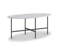 Pimlico White Marble 91.5Cm Oval Coffee Table - Dark Grey Metal Frame - By Roseland Furniture