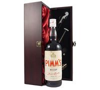 Pimms No 1 The Original Gin Sling (1970's) in a silk lined wooden box with four wine accessories, 1 x 700ml