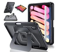 PIMOFEE Case for iPad mini 7 A17 Pro Case, iPad mini 6 Case with Pencil Holder,Multi-Angle Ultra Stable Dual Stand,Slim Duty Shockproof Protective Case with Kickstand,Black