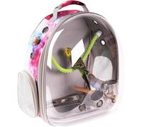 Pimoka Galaxy Pink Bird Carrier Backpack with Perch - Bubble Backpack for Birds Conures, Budgies and Small ParrotsIdeal Ideal for Vet and Outdoor Adventures(Galaxy Blue, Large)
