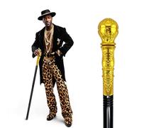 Pimp Cane, 42" Metal Costume Cane Prop Stick with Antique Gold Plastic Handle Cosplay Accessories for Halloween Dress-up Party, Suit for All Ages (Gold)
