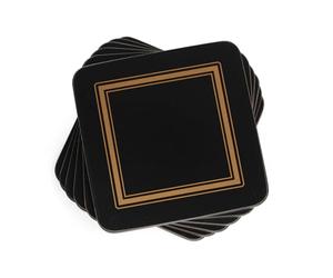 Pimpernel 10.5 x 10.5 cm MDF with Cork Back Classic Coasters, Set of 6, Black/Multi-Colour