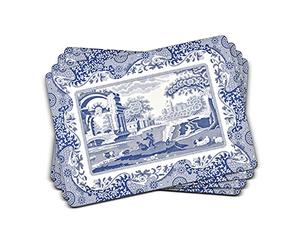 Pimpernel Blue Italian 40.1 x 29 cm MDF with Cork Back Placemats, Set of 4, Blue/White