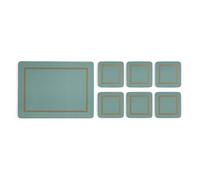 Pimpernel Cork Backed Placemats & Coasters Set of 6 - Classic Green with Elegant Gold Border - Stylish Tableware for Dining, Entertaining & Home