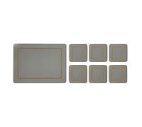 Pimpernel Cork Backed Placemats & Coasters Set of 6 - Classic Grey with Elegant Gold Border - Stylish Tableware for Dining, Entertaining & Home