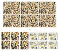Pimpernel - Dancing Branches, 6 Placemats + 6 Coasters + 6 Free Bonus Coasters