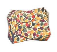 Pimpernel Dancing Branches Collection Placemats | Set of 4 | Heat Resistant Mats | Cork-Backed Board | Hard Placemat Set for Dining Table | Measures