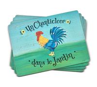 Pimpernel Dans le Jardin Placemats, Set of 4 - Set of 6 15.7" x 11.7", Cork Backing, Hand-Drawn Chicken Design, Easy to Clean, Fun & Functional Placemats for Dining, Kitchen, & Table Use
