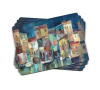 Pimpernel Evening Port Collection Placemats | Set of 4 | Heat Resistant Mats | Cork-Backed Board | Hard Placemat Set for Dining Table | Measures 15.7