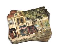 Pimpernel Parisian Scenes Collection Placemats | Set of 4 | Heat Resistant Mats | Cork-Backed Board | Hard Placemat Set for Dining Table | Measures 15