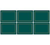 Pimpernel Set of 6 Classic Emerald Placemats - Cork-Backed Table Mats with Heat Resistance and Stain Protection, Suitable for Everyday Dining and Entertaining, 30.5 x 23cm
