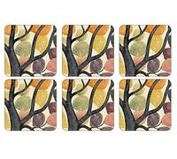 Pimpernel Set of 6 Coasters - Cork-Backed Dancing Branches Drink Coasters, Heat Resistant and Stain Protected, Suitable for Tea, Coffee, and Everyday Use, 10.5 x 10.5cm