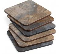 Pimpernel Set of 6 Coasters - Earth Slate Design, Cork-Backed Drink Coasters with Heat Resistance and Stain Protection, Suitable for Tea, Coffee, and Everyday Use, 10.5 x 10.5cm