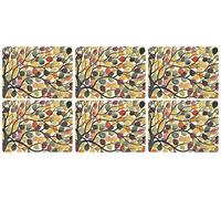 Pimpernel Set of 6 Dancing Branches Placemats - Cork-Backed Multi-Colour Table Mats with Heat Resistance and Stain Protection, Suitable for Everyday Dining, 30.5 x 23cm
