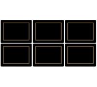 Pimpernel Set of 6 Placemats - Classic Black Cork-Backed Table Mats with Heat Resistance and Stain Protection, Suitable for Everyday Dining and Entertaining, 30.5 x 23cm